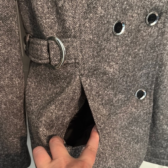 NWT Women's Charcoal Peacoat with Removable Hood - Picture 5 of 10